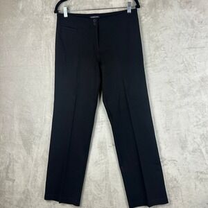 Eileen Fisher Petite Black Straight Leg Italian Fabric Trousers Pants PM